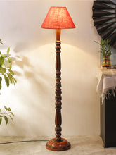 Pink Jute Conical Wooden Floor Lamp